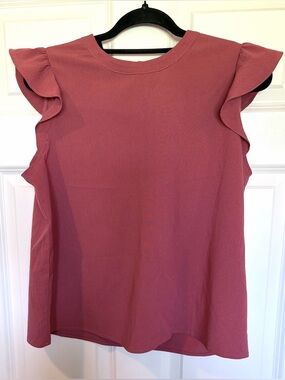 Wishlist Dusty Mauve Ruffle Sleeve Blouse Tank - Size M